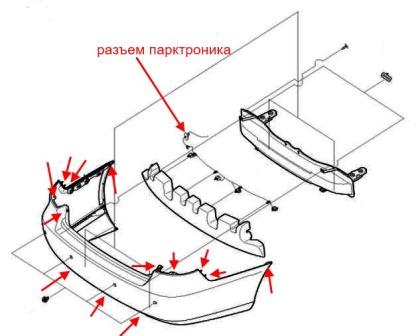 diagram of rear bumper Hyundai Grandeur (Azera) (2005-2011)